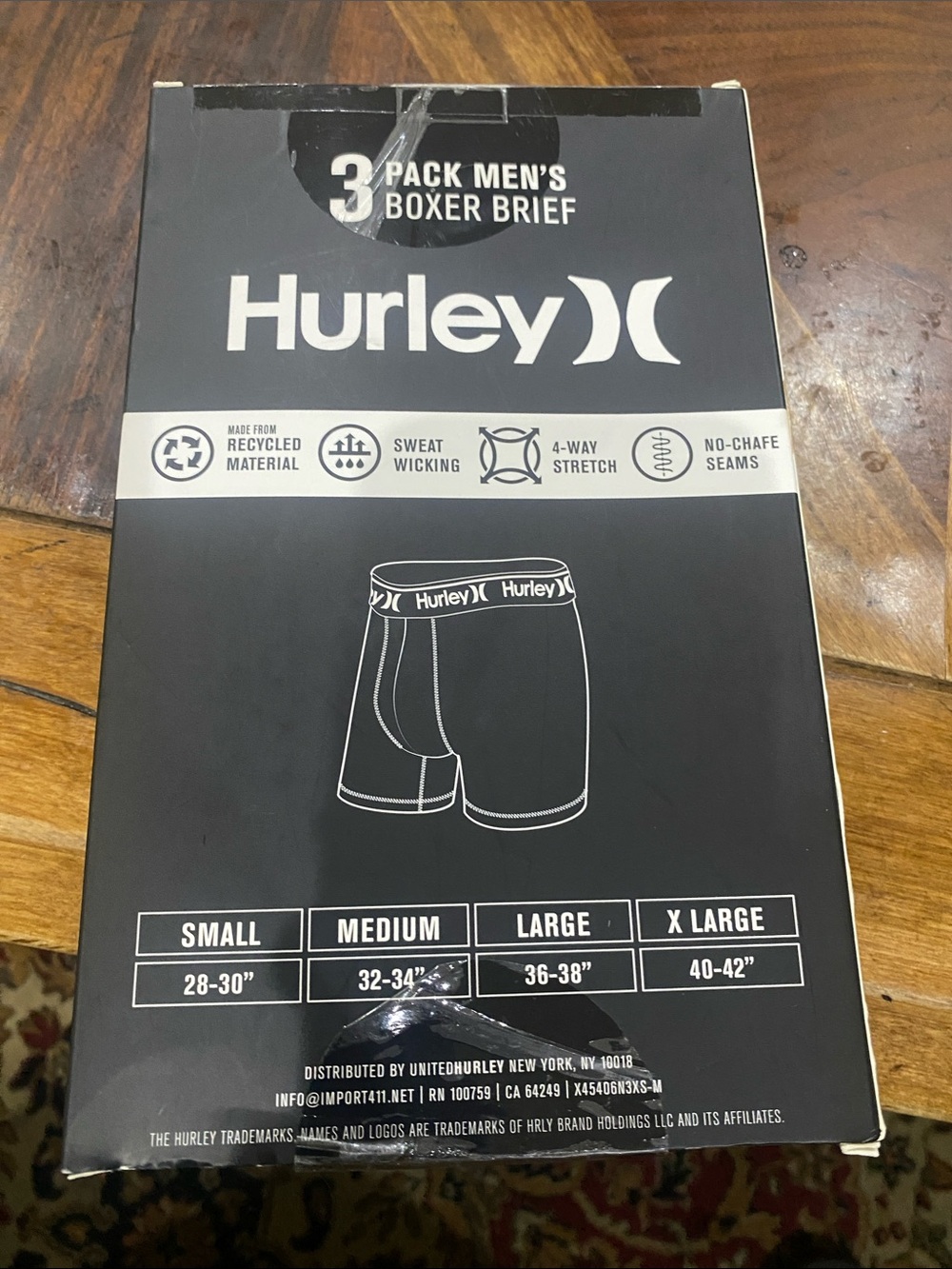 Hurley Men’s 3-Pack Boxer Briefs – Black, Green, Gray - Picture 3 of 5